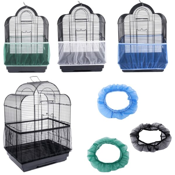 Soft Nylon Ventilated Skirt Traps Cage Basket Seed Guard Parrot with Adjustable Drawstring. Hakeeta Bird Cage Skirt Mesh Bird Seed Catcher Large Size-XL Birds Cage Airy Net Cover 